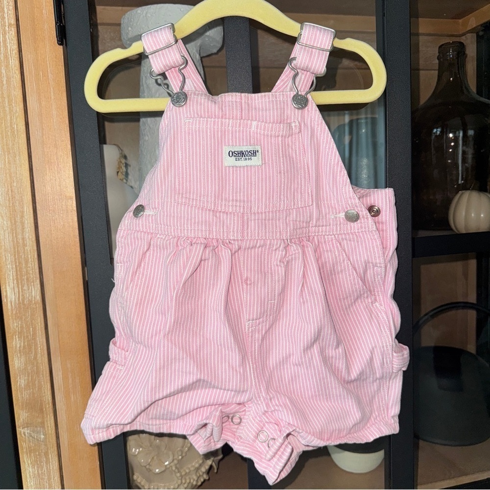 Vintage 2005 OshKosh B’Gosh overalls romper stiped shortall baby girl y2k